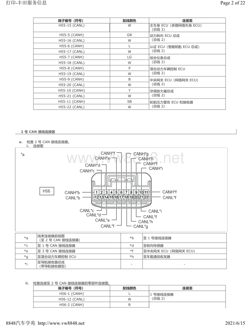 2019年卡罗拉双擎e针脚图can通信系统ecu端子图