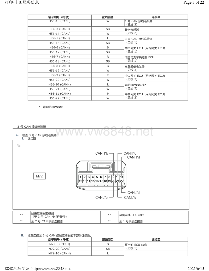 2019年卡罗拉双擎e针脚图can通信系统ecu端子图