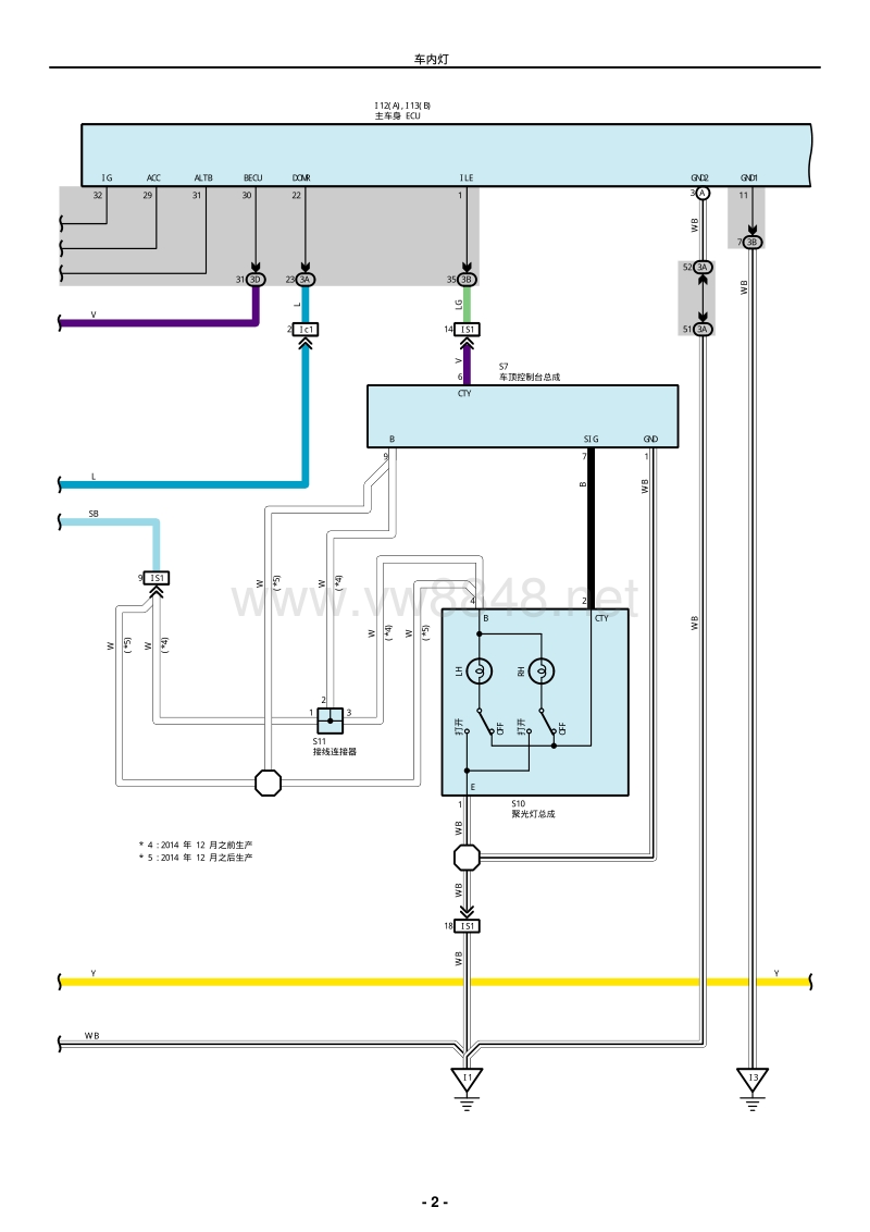 2012年-2016年凯美瑞系统电路图-车内灯_8848汽车学苑