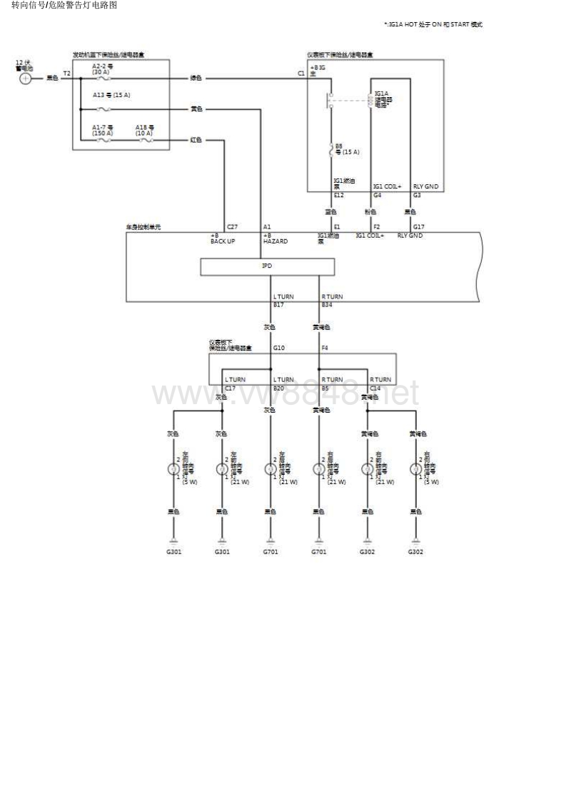 2016年2017年东风本田思域4d电路图转向信号危险警告灯电路图p10a1带