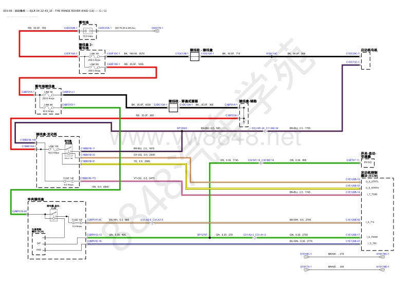 2013年路虎揽胜l405电路图1e30306启动系统pv8