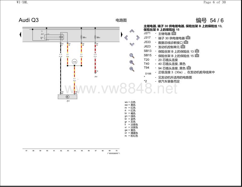 2018年奥迪q3电路图 保险丝配置