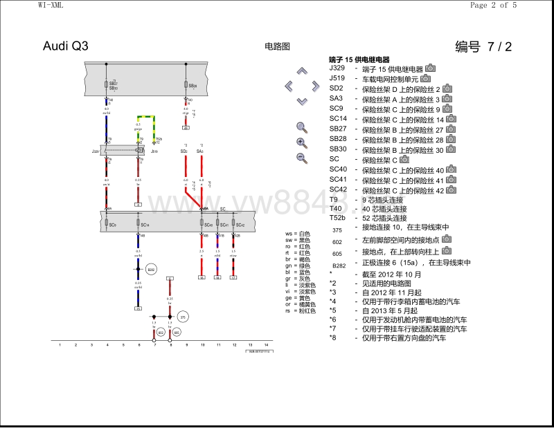 2011年奥迪q3电路图 带挂车行驶