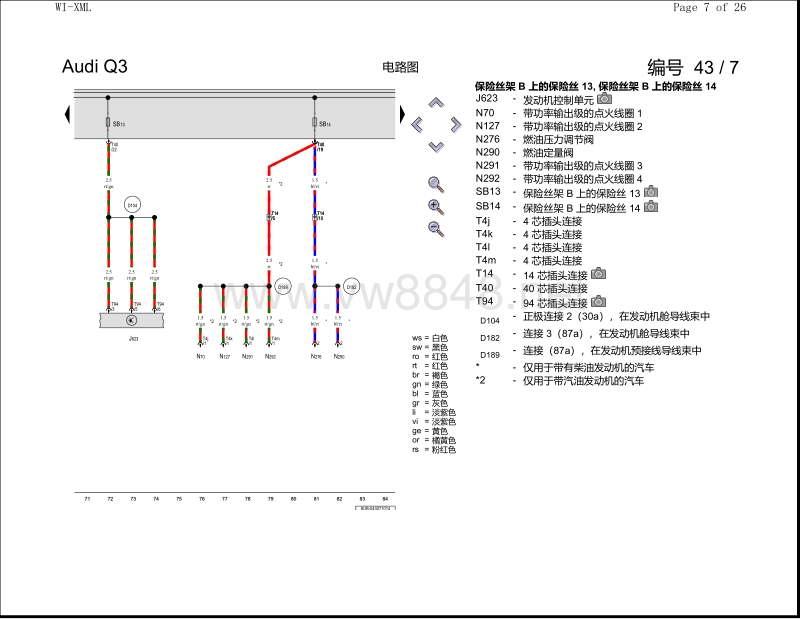 2011年奥迪q3电路图 保险丝配置