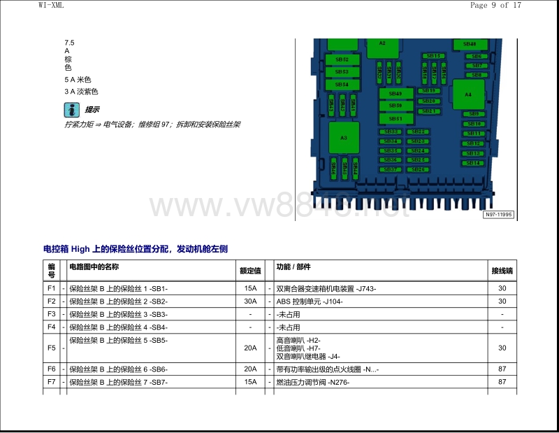 2014年款起大众cc保险丝位置图