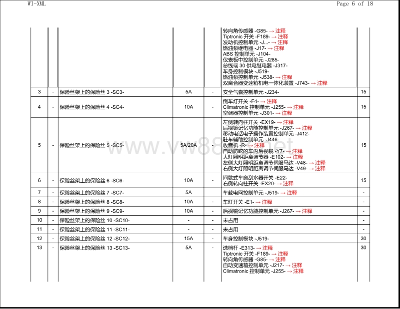 2017年款前一汽大众新宝来保险丝位置图