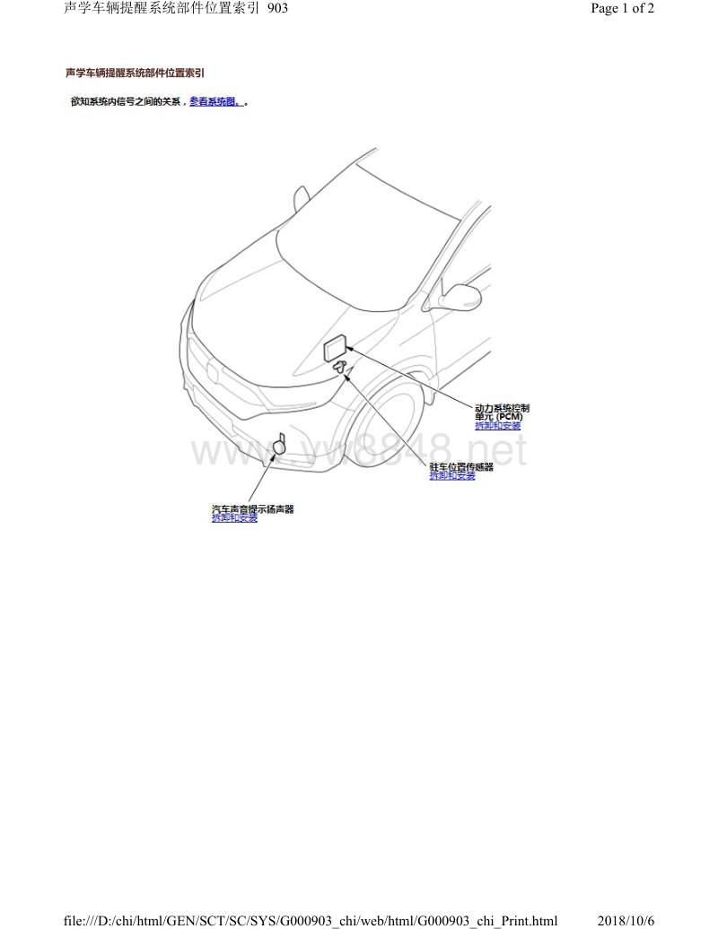 2018年本田crv混合动力部件位置图 声学车辆提醒系统