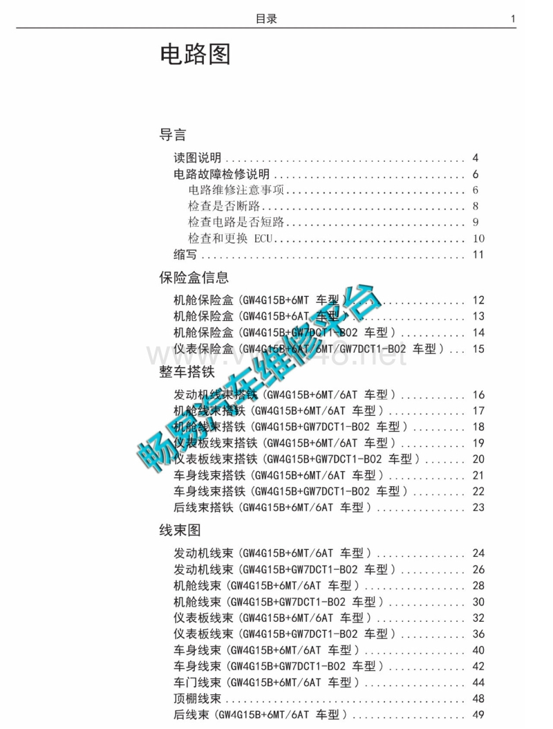 2017年长城哈弗m6原厂电路图