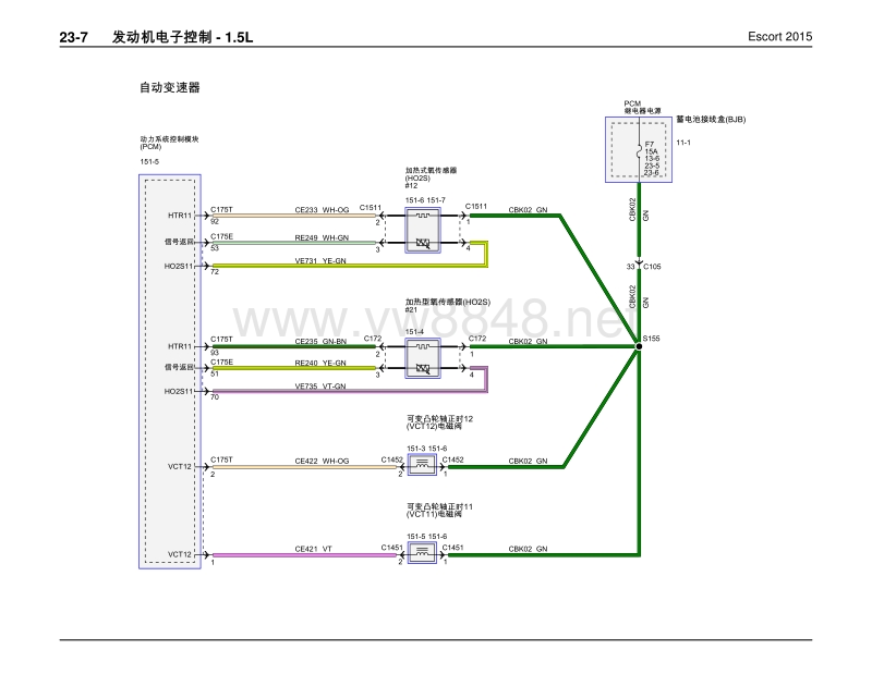 2017年长安福特福睿斯c490电路图 08-发动机电子控制