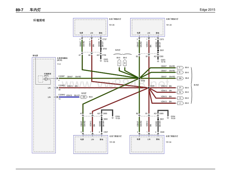 2015年长安福特锐界edge电路图 29-车内灯