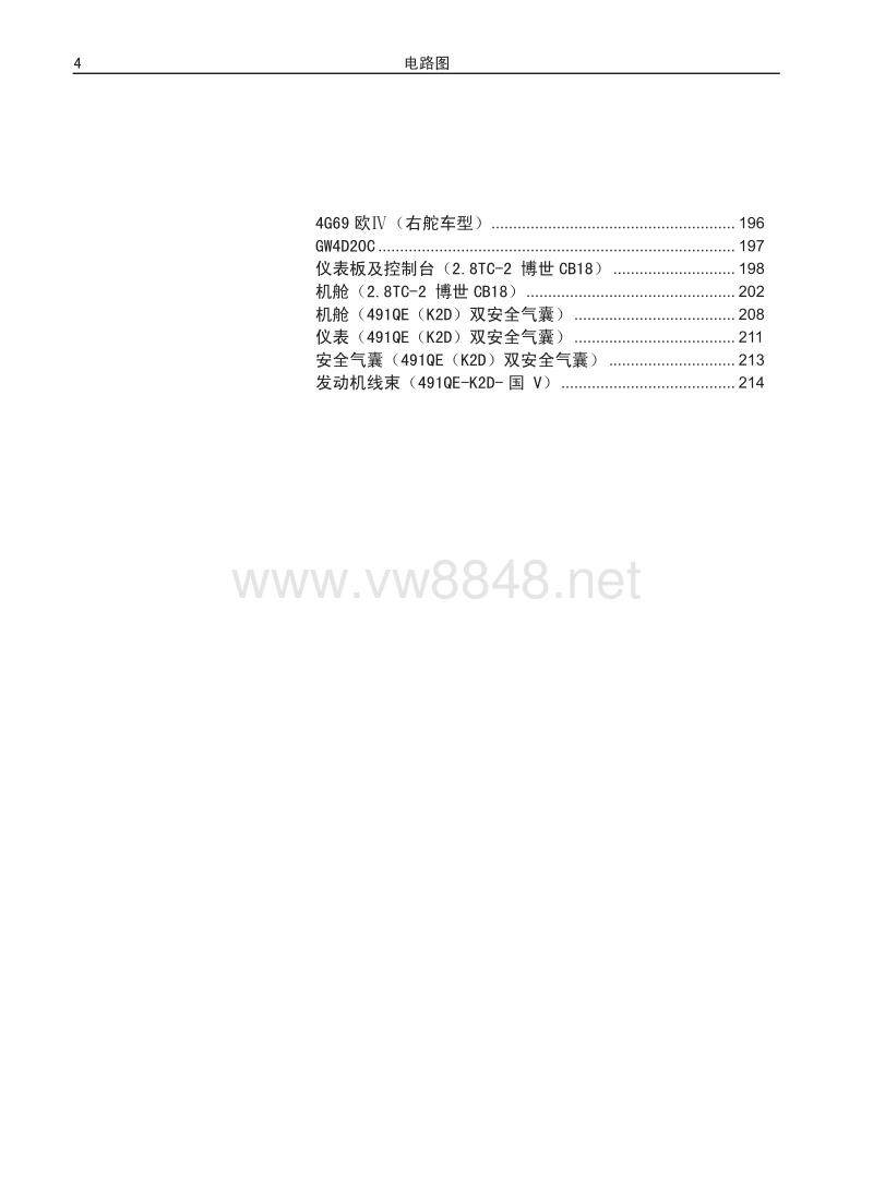 2017年长城风骏5电路图 00 目录