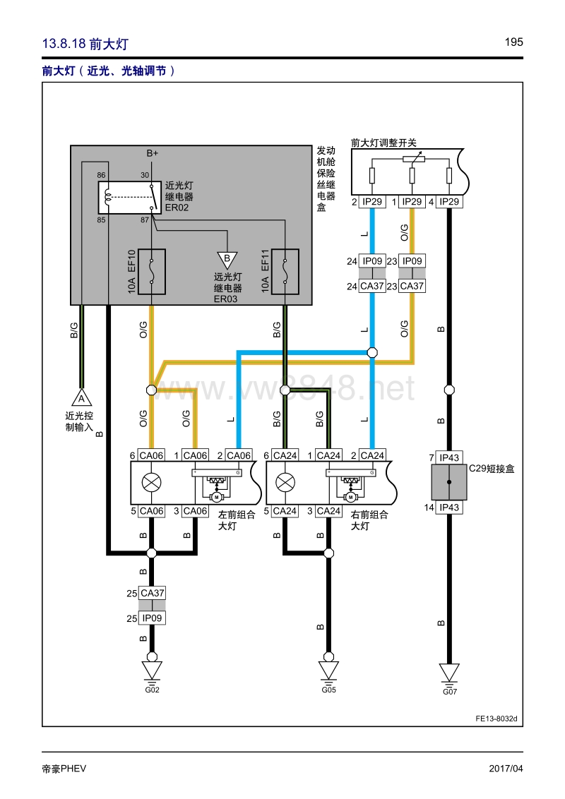 2016吉利帝豪phev系统电路图 18 前大灯