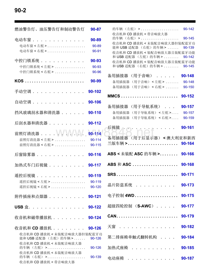 2012年三菱欧蓝德outlander ex劲界车间维修手册 电路