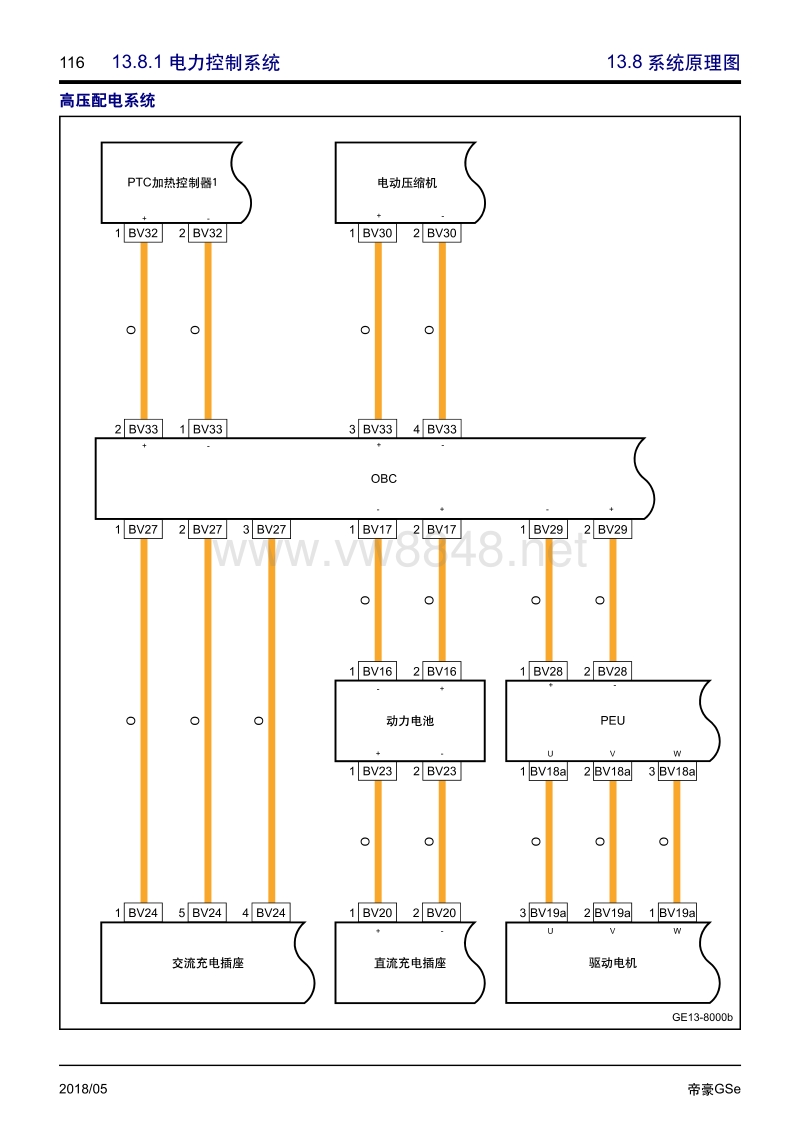 2018年吉利帝豪gse电动汽车电路图 系统原理图
