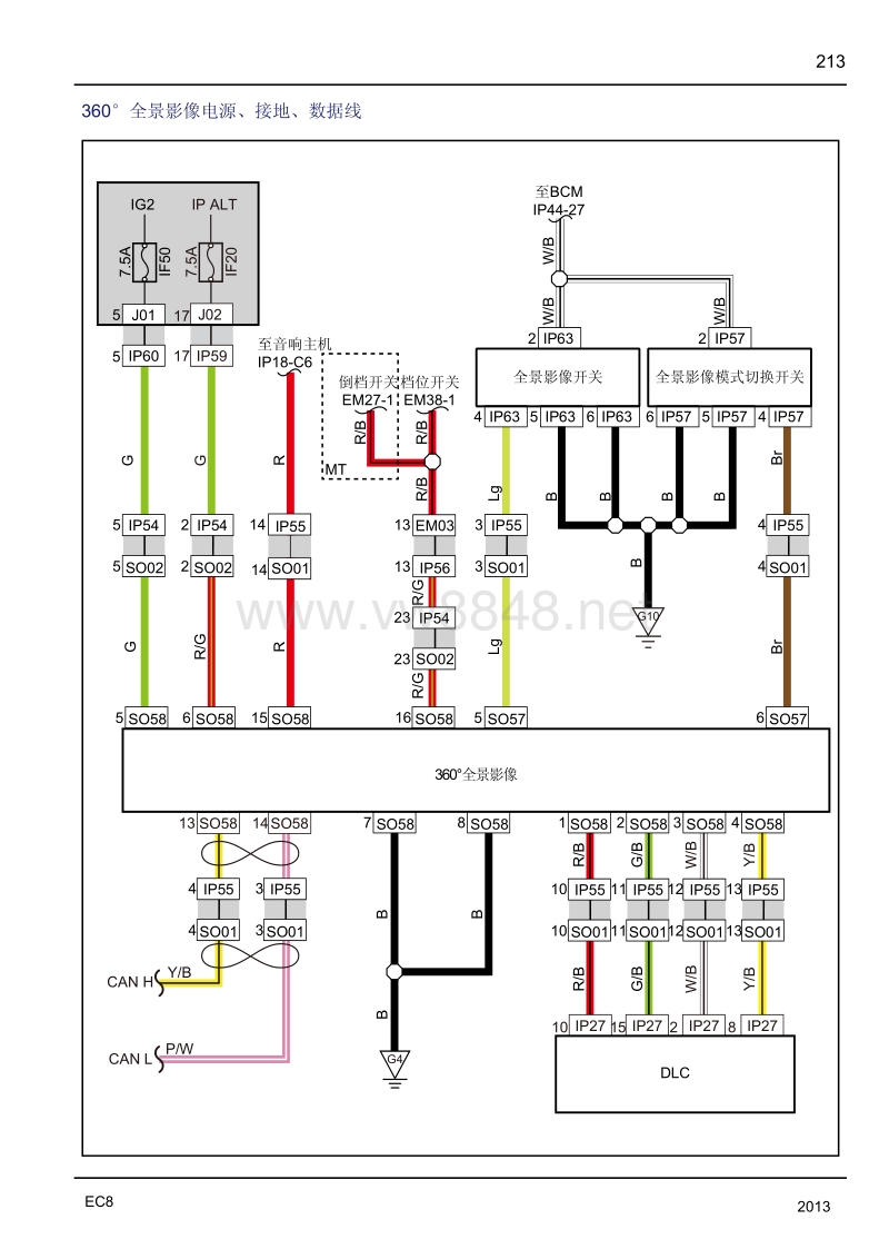 2013年吉利帝豪ec8电路图 系统电路图