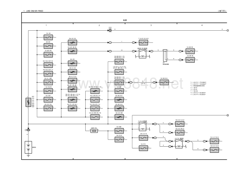 2010-2016丰田霸道电路图 电源