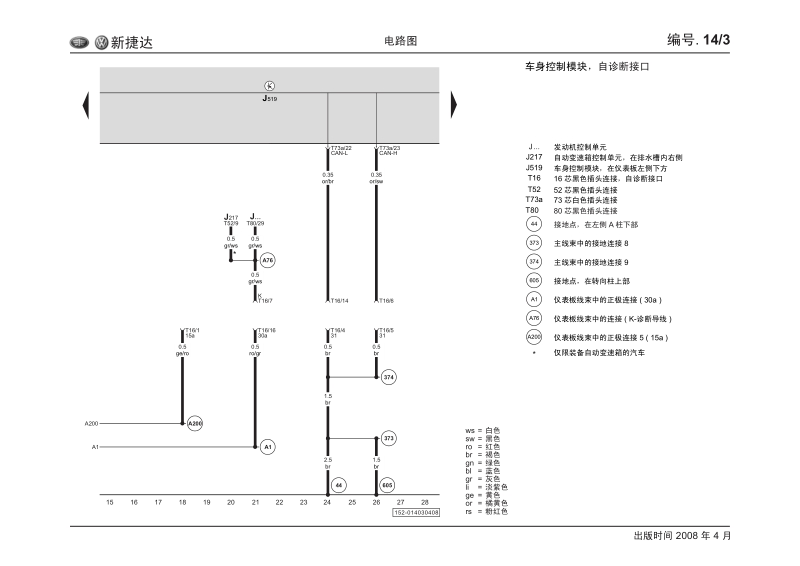 2008年一汽大众新捷达bcm-网关电路图