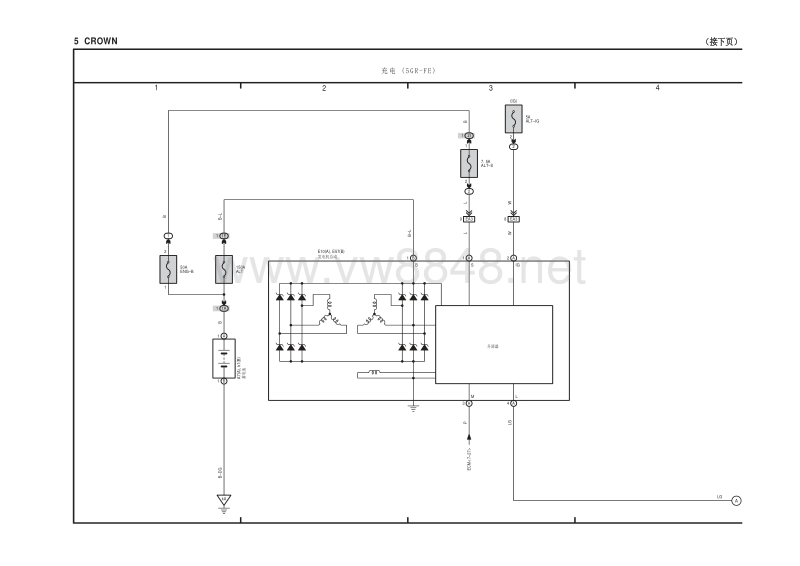 电路图集 2015-2018款丰田皇冠电路图 充电 12345 cro w n11 a11 e5a