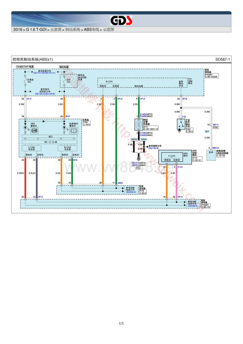 2016年北京现代ix25电路图(gc)g1.6 t-gdi示意图