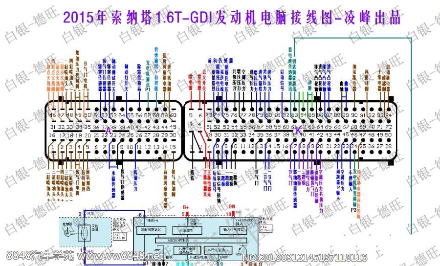 2015年索纳塔1.6t-gdi发动机电脑接线图