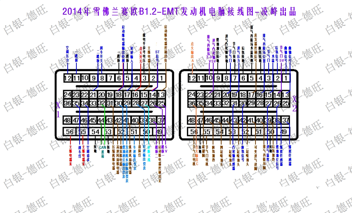 2014年雪佛兰赛欧b1.2-emt发动机电脑接线图