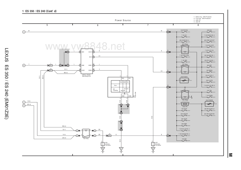 2009年雷克萨斯es350(es240)电路图