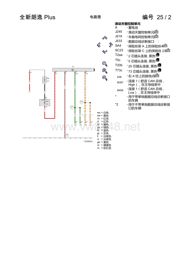 2019年全新朗逸plus电路图滑动天窗3fe