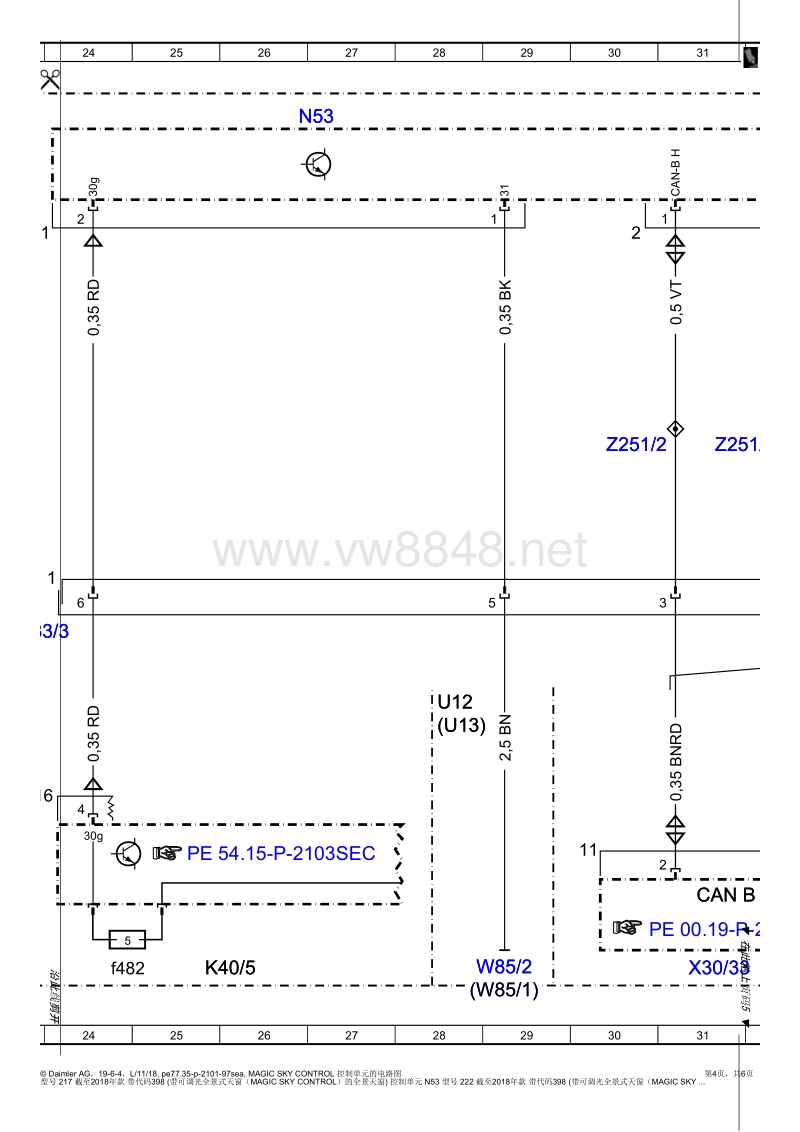2018年奔驰s350电路图(222 magic sky control 控制单元1