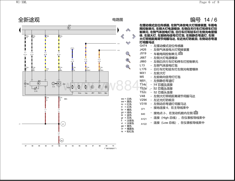 2016年全新途观电路图 带自动大灯照明距离调节功能的