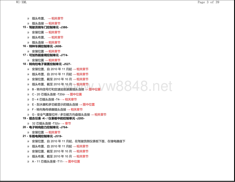 2016年大众cc电路图 车内控制单元安装位置