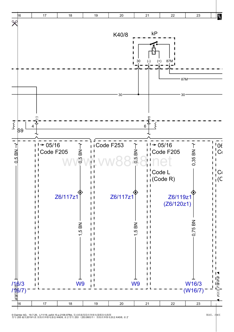 2018年奔驰glc200电路图 发动机舱保险丝和继电器模块