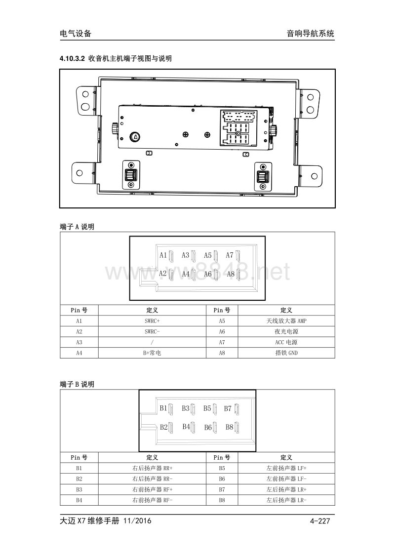 大迈x7维修手册(七座车型)4.10 音响导航系统