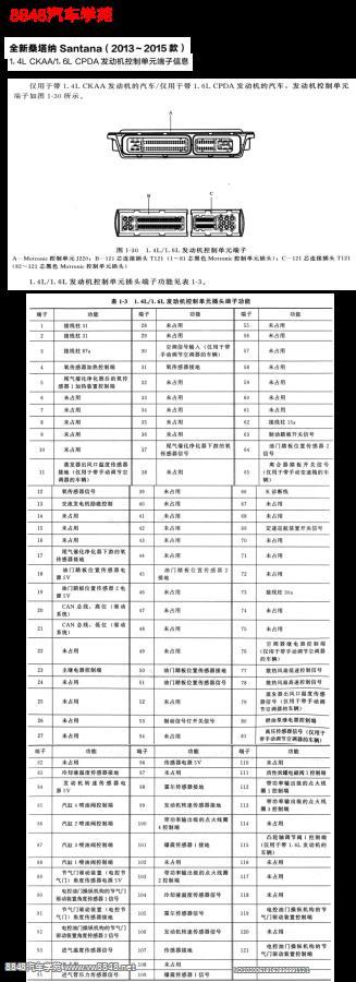 2013年全新桑塔纳ckaa和cpda发动机控制单元针脚图